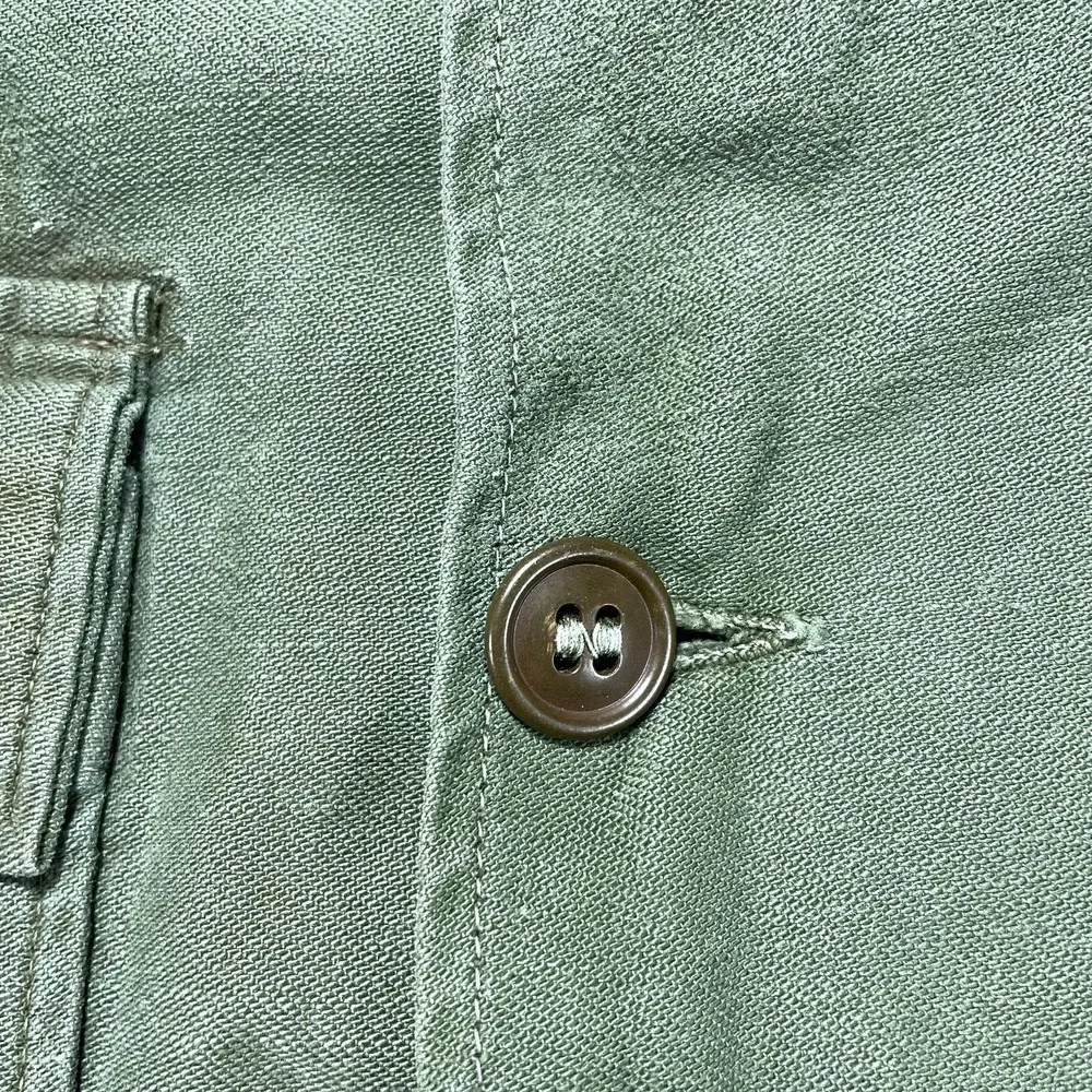 Vintage 50s OG-107 Field Shirt Mens L Green Twill Button Front Long Sleeve P-869